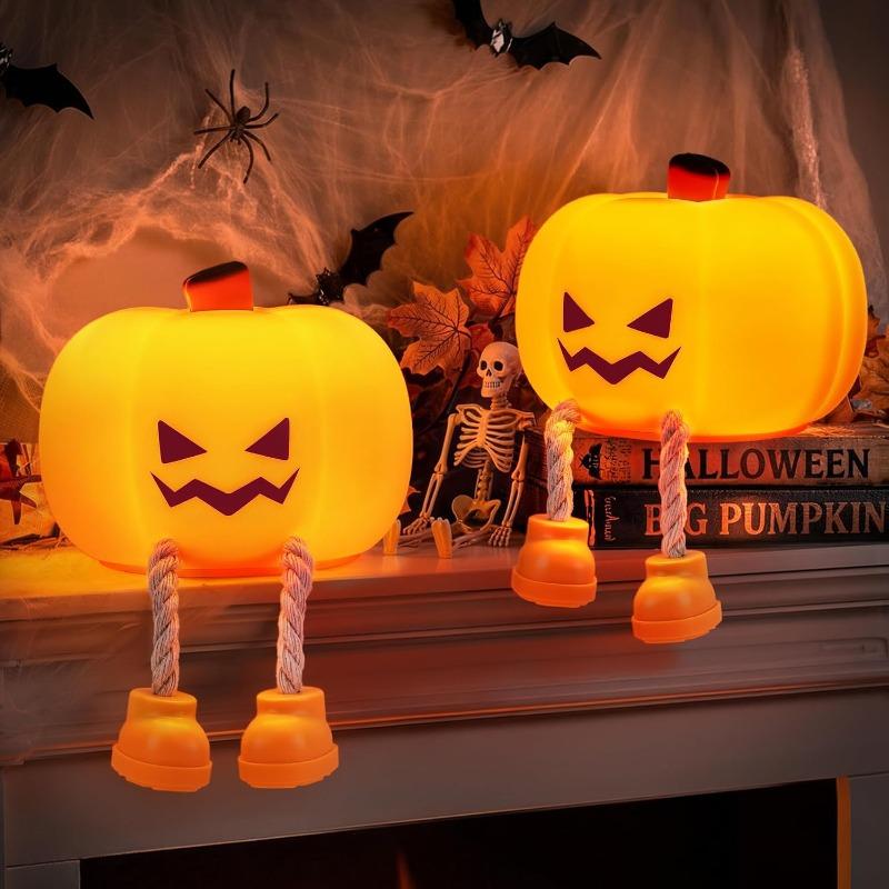 Halloween Pumpkin Night Light Warm Glow Desktop Lamp Fall Festival Ornament for Home Table Holiday Theme Party Atmosphere Decoration Supplies