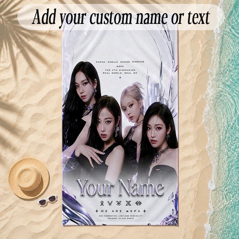 Beach Towelaespa Custom Name Text Personalized Soft Towel for Beach Pool Indoor Home Decor Gift