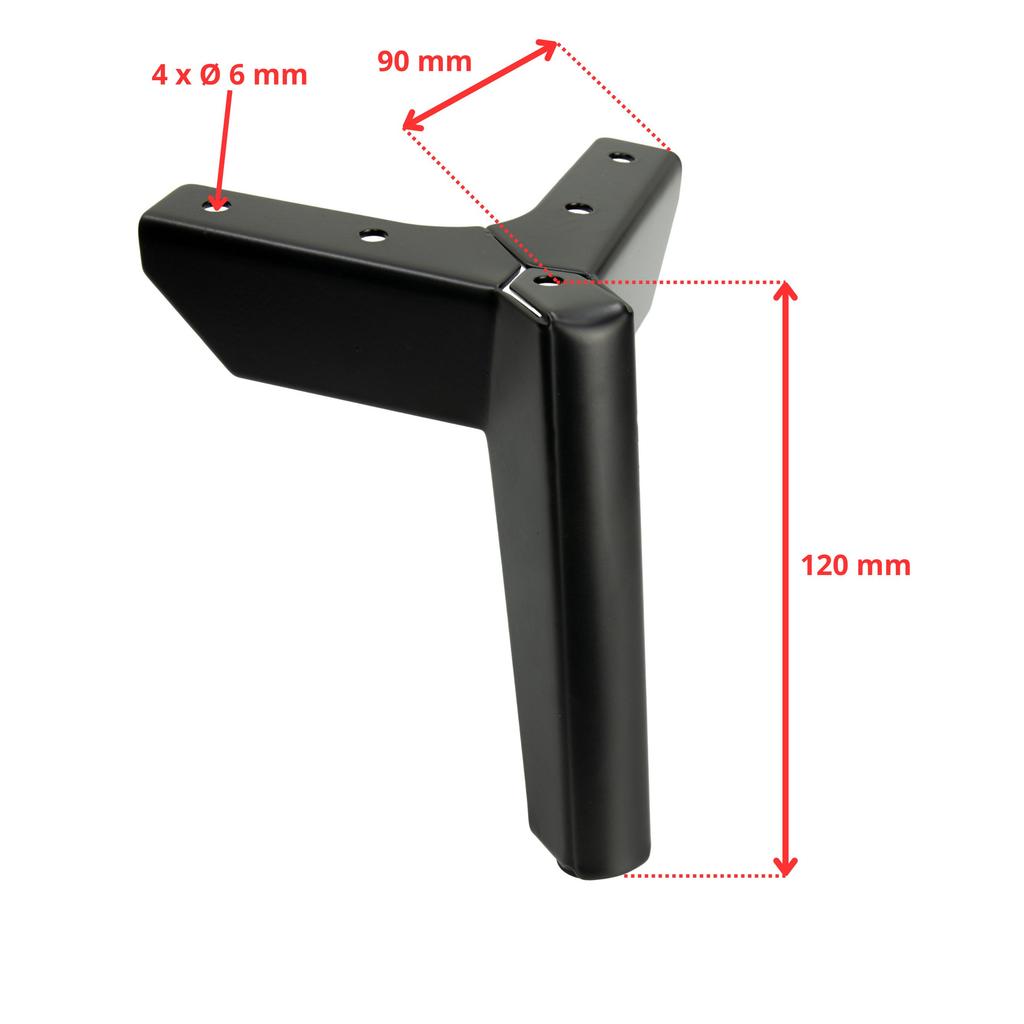 Set of 4 Furniture Legs Anchor Loft, Black Matte, Height 12 Cm