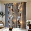 Silver Line Pattern Printed Curtains   Pole Bag Curtains   Bedroom and Living Room   Home Decoration   Room Decoration