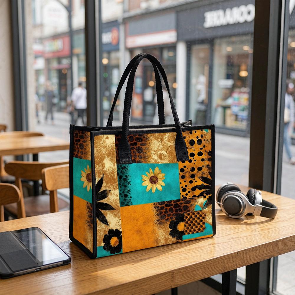 Sunflower Print Tote Bag Fashion Large Capacity Casual Daily Portable Handbag for Women Outdoor Use
