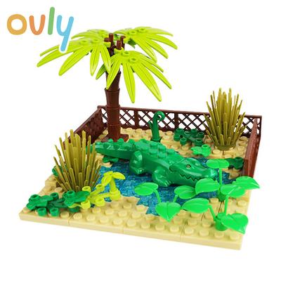 Ovly Bauernhof Zoo Krokodilteich MOC Teile Set Tiere Baum DIY Baustein Set Kinder Geschenk mit Anleitung