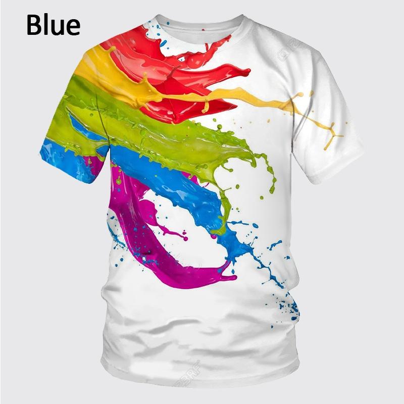 Summer New Fashion Graffiti Paint 3D Printing Men's Summer Round Neck Short Sleeve Shirt T-shirt
