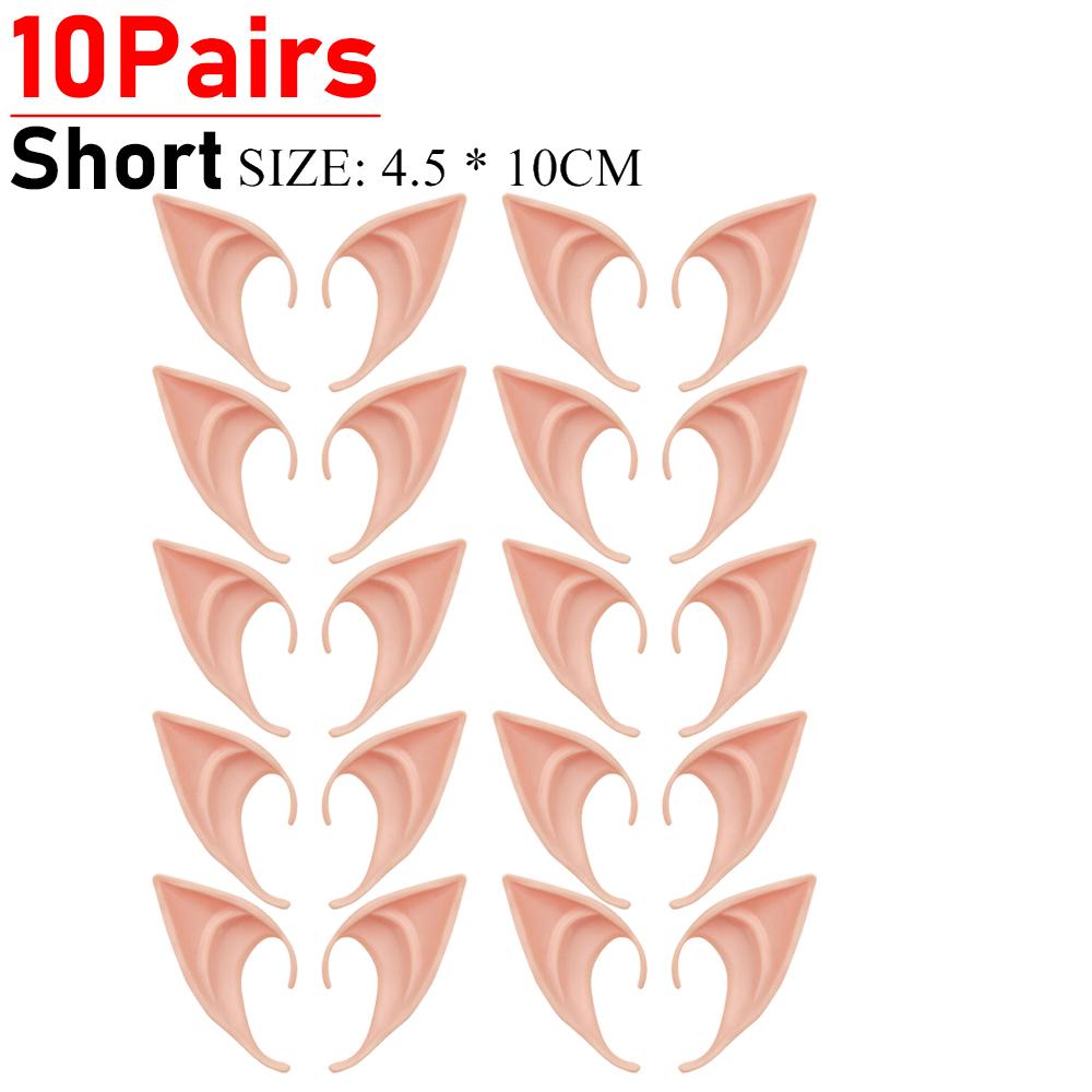 3-10Pair Cosplay Elf Ears Halloween Latex Fairy Angel Elf Masquerade Party Costumes Halloween Party Decor Supplies Photo Props