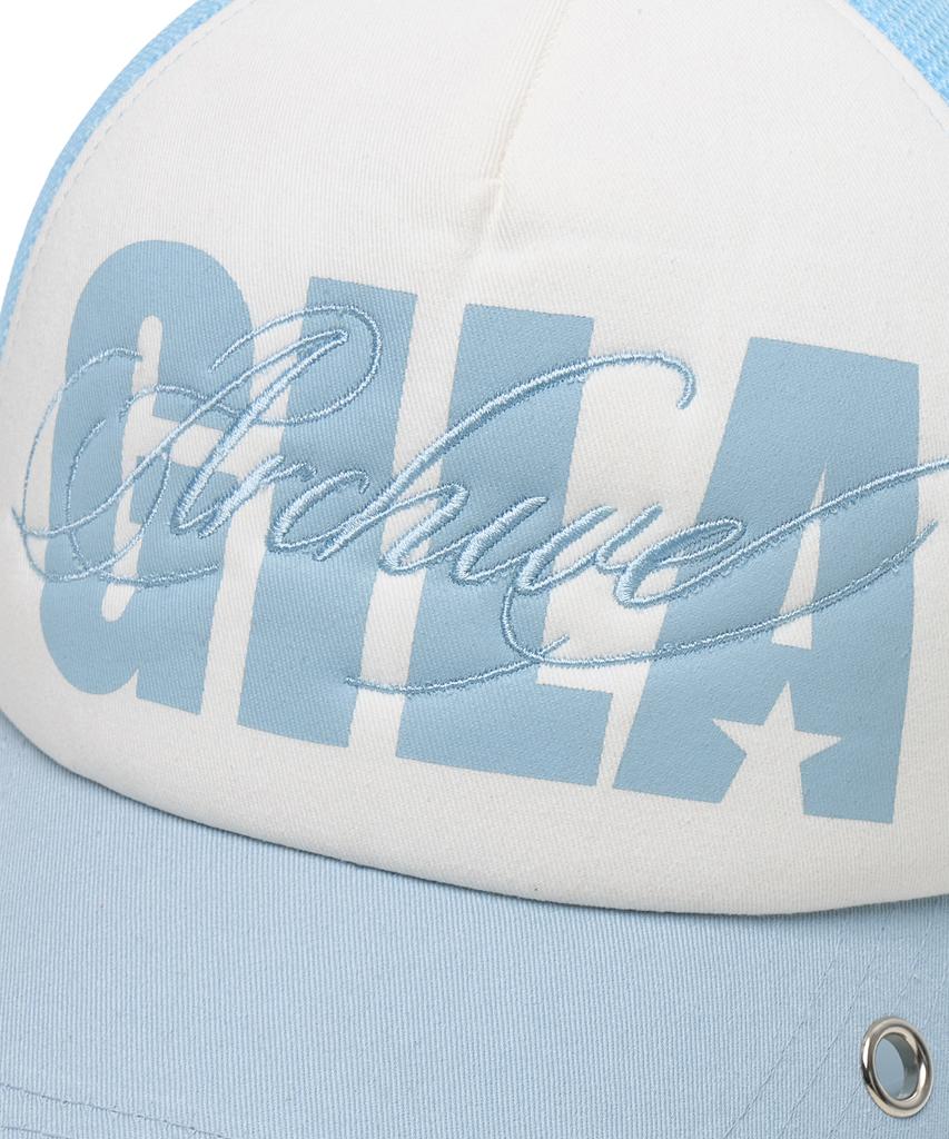Gillaakaibeu Eyelet Bold Logo Mesh Cap_Sky Blue