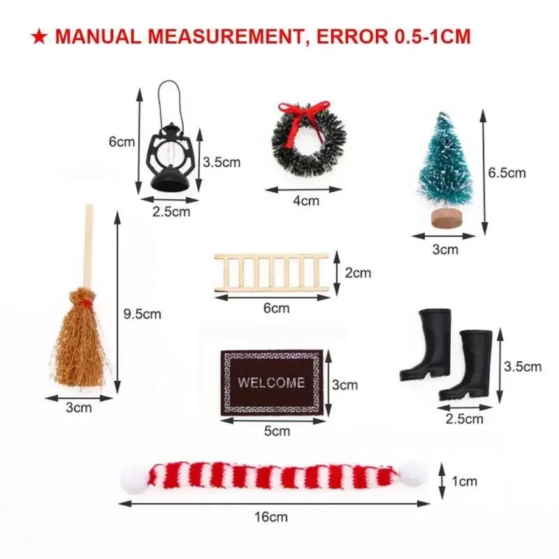 8 Pcs/set Dollhouse Christmas Boots Tree Wreath Pine Santa Claus Carpet Broom Dollhouse Miniature Accessories For Children