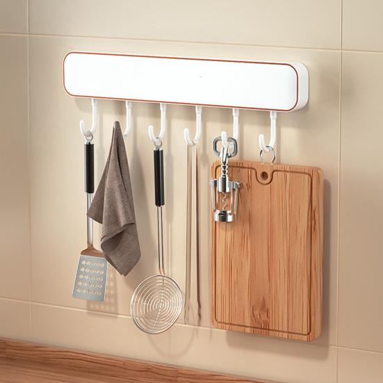 Wandmontierter Messerhalter mit Haken Bohrlos Küchenorganizer für Messer Utensilien Platzsparend Belüftet Rostfrei Multifunktionales Lagerregal