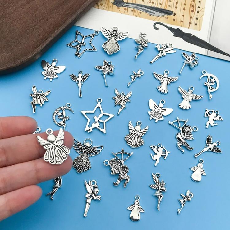 30pcs Delicate Angel Charm Pendant Elegant Angel Charm Pendants for Decorative Zippers and Handmade Jewelry