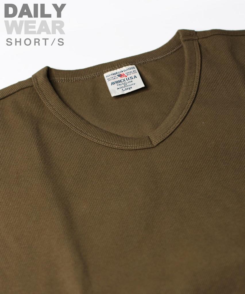 AVIREX DAILY RIB V-NECK TEE 6143501 Men's M Size 075 Olive
