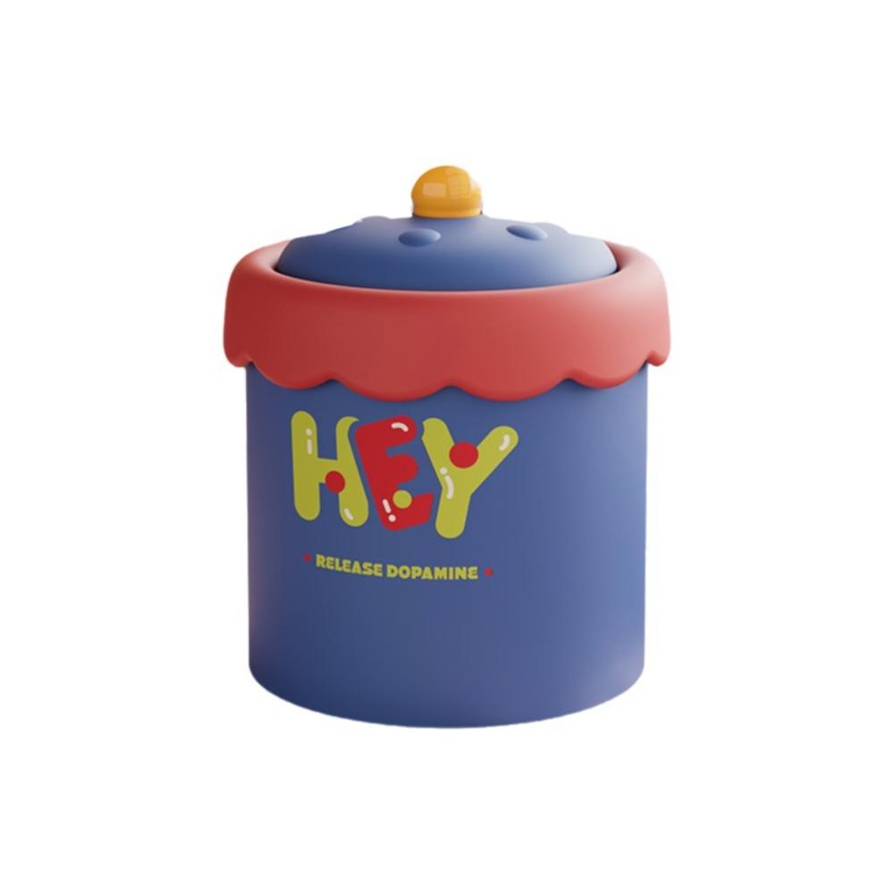 Cartoon Mini Waste Bin with Cover Waste Paper Basket Storage Bucket Tea Slag Can Office