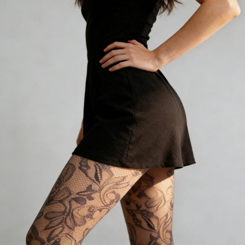 Womens Aesthetic Geometric Floral Patterned Lace Pantyhose Sheer Fishnet Tights Stockings Mesh Leggings for Casual Wear