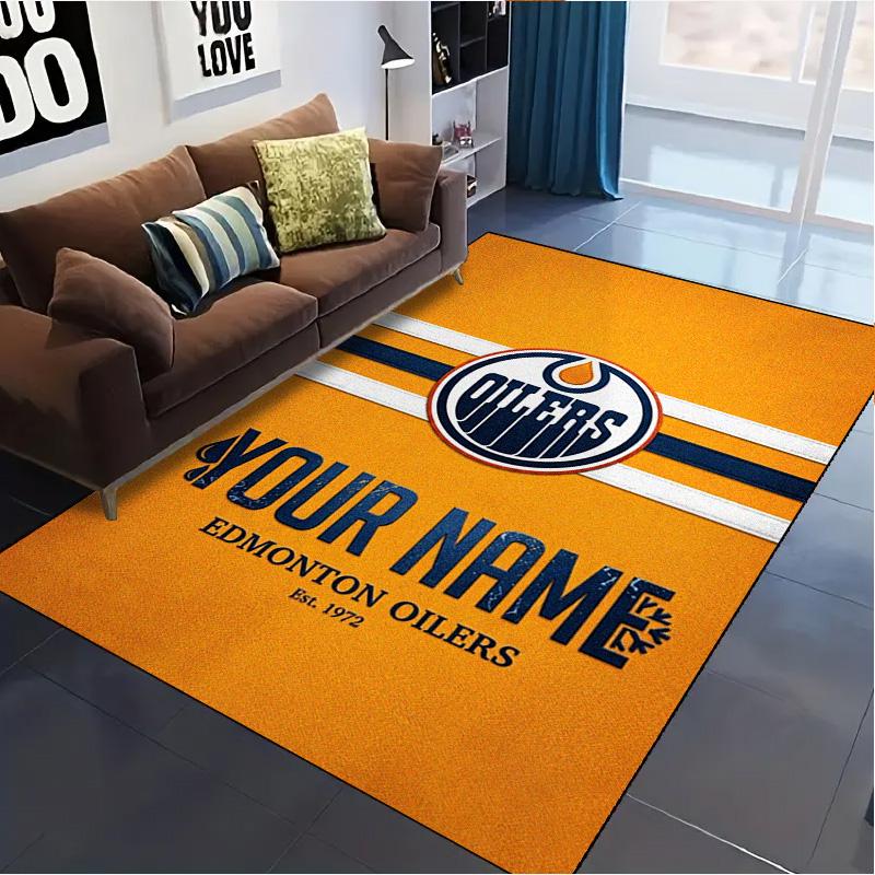 Name Custom Edmonton Oilers Logo Carpet Rug for Living Room Bedroom Home Sofa Decoration,Kids Play Non-slip Floor Mat