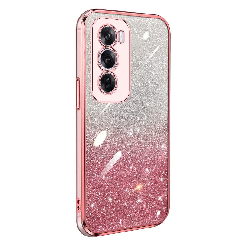 KEYSION Luxury Plating Glitter Phone Case for OPPO Reno12 Pro 5G Transparent Soft TPU Shockproof Back Cover for OPPO Reno12 5G
