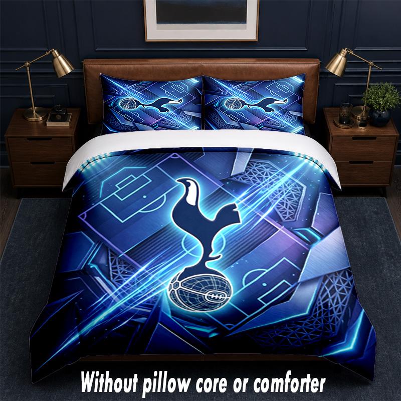 Tottenham Hotspur Design Bett Bettwäsche Set 1 Bettbezug + 2 Kissenbezüge Weich Atmungsaktiv Haushalt Bettwäsche
