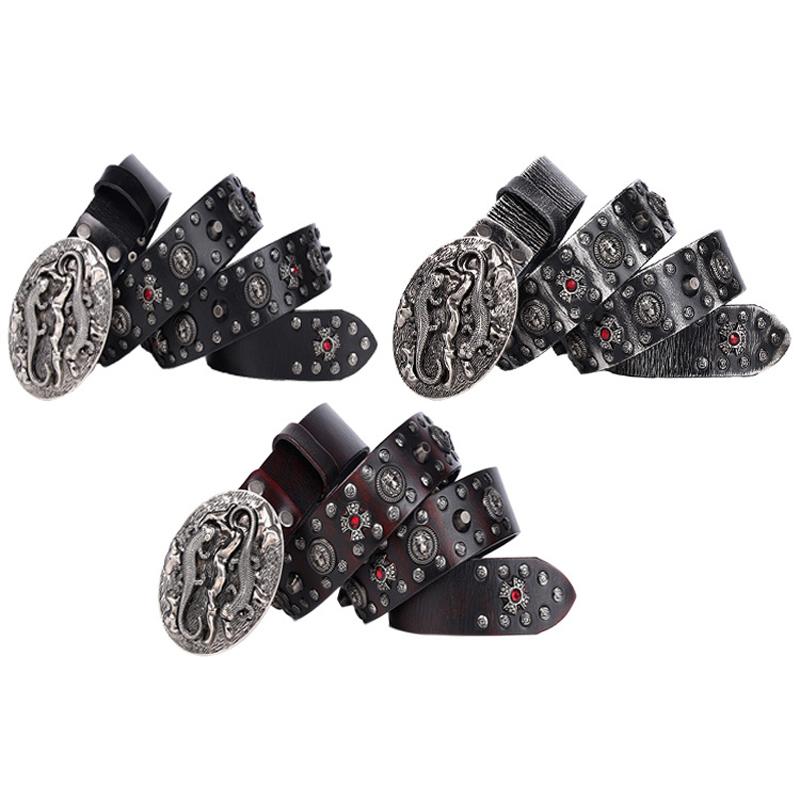 3,8 CM curea cu nituri retro punk cataramă netedă din piele de vacă curea din piele naturală Ceinture homme curea pentru bărbați blugi curea masculină Riem lată