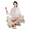 Ice silk girl homewear Xiaoxiangfeng French lace long-sleeved pajamas homewear new ice silk long-sleeved suit