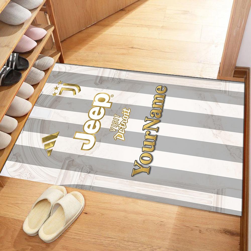 Juventus Customize Text Floor Rug Office Rug Suitable for Dormitory Entryway Outdoor Game Room Antislip Carpet Office Home Decor Gift for Festivals