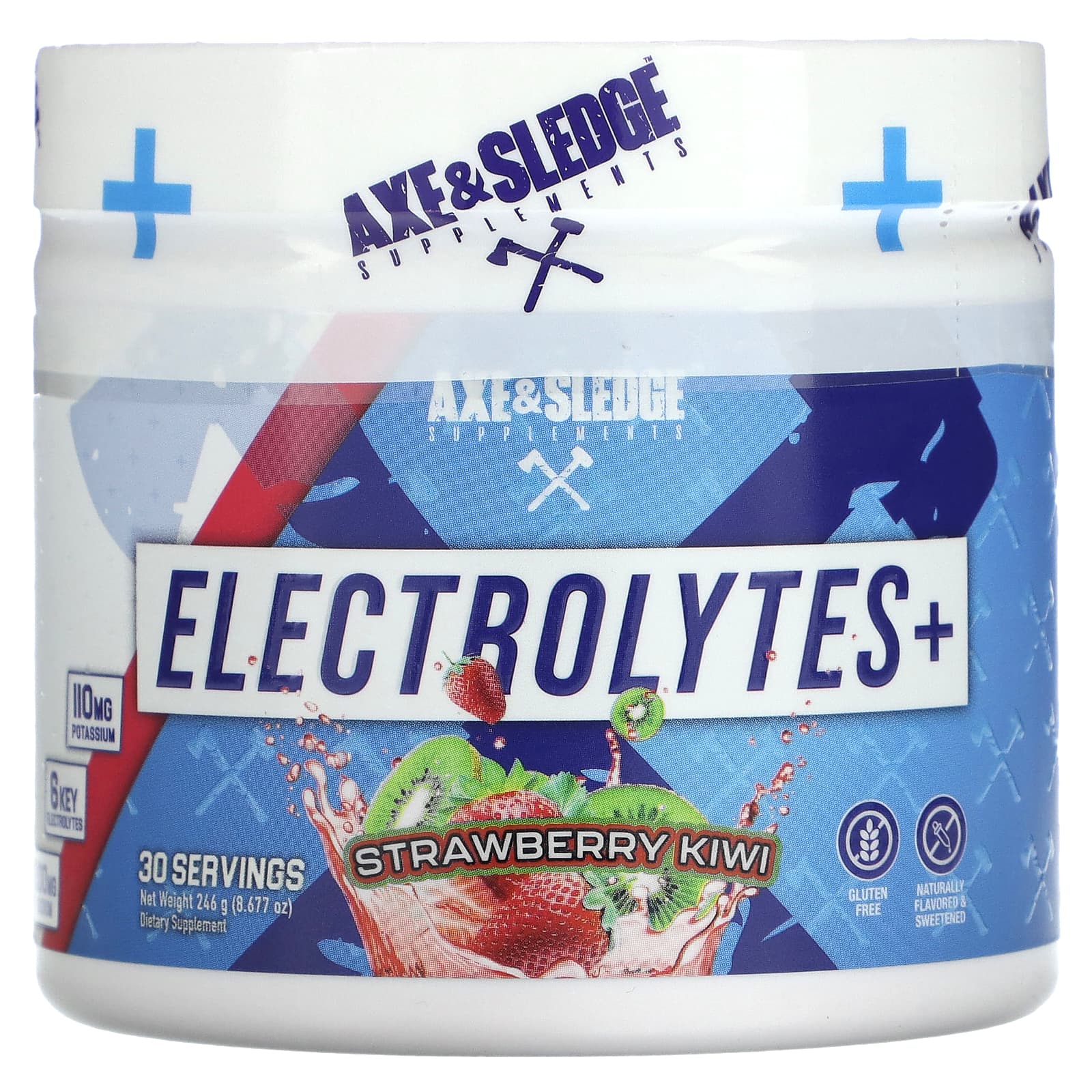 

Ax & Sledge Supplements, Electrolytes+, Strawberry Kiwi, 8.677 oz (246 g)
