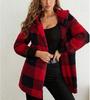 Women's Autumn/Winter Hooded Plaid Plush Cardigan Jacket