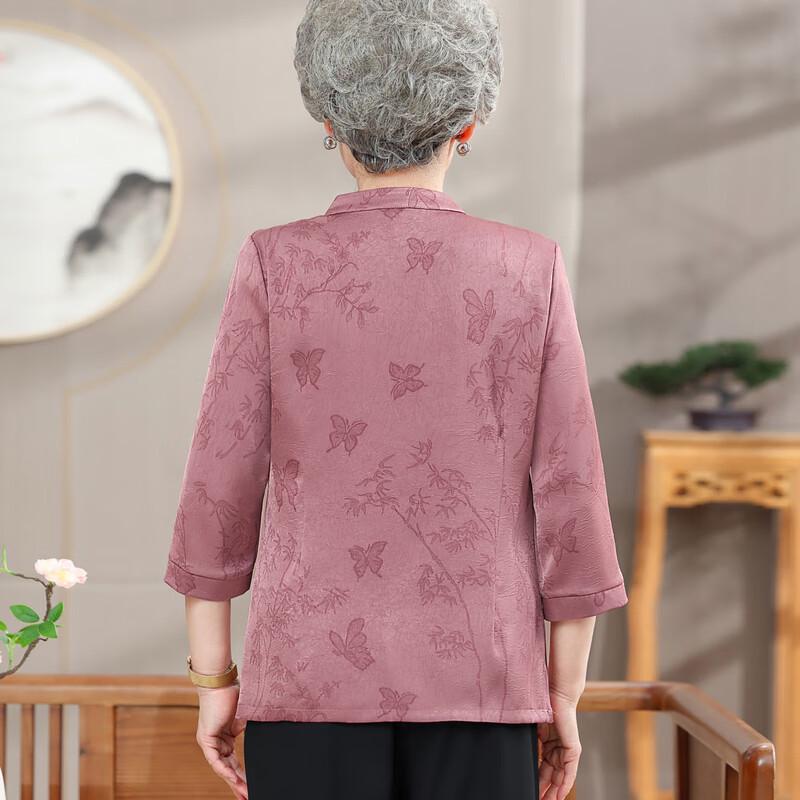 Elegant Mid-Sleeve Shirt Set for Elderly Women