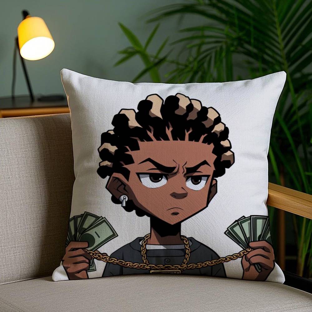 Cartoon A-Boondocks Retro Pillow Case Office Sofa Dorm Chair Back Short Plush Double-sided Printing Home  Cushion Cover