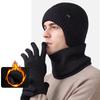 Autumn Winter Warm Suit Men's Velvet Thick Ear Protection Knitted Hat Scarf Gloves Three-Piece Hat Set