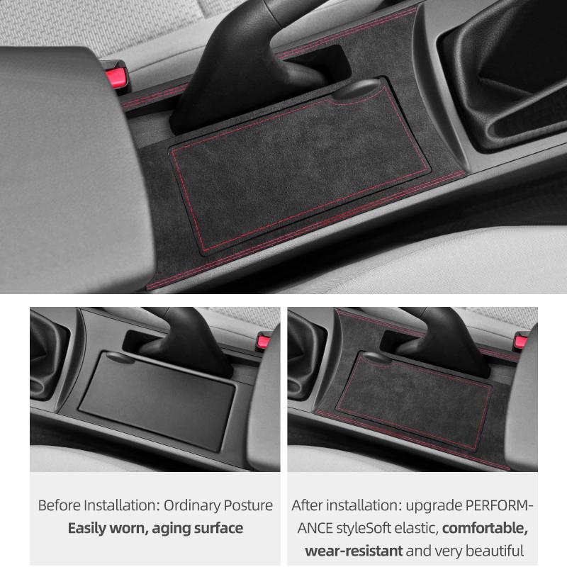 Betterhumz For Mazda 3 Axela 2010-2013 Made of Alcantara Center Console Water Cup Panel Trim Stickers Car Interior Accessories