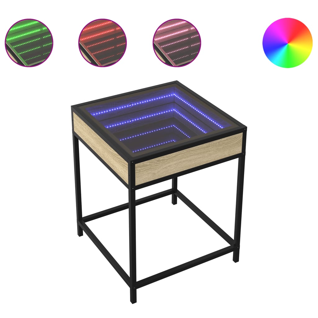 Infinity LED Coffee Table in Sonoma Oak 40 x 40 x 51 cm