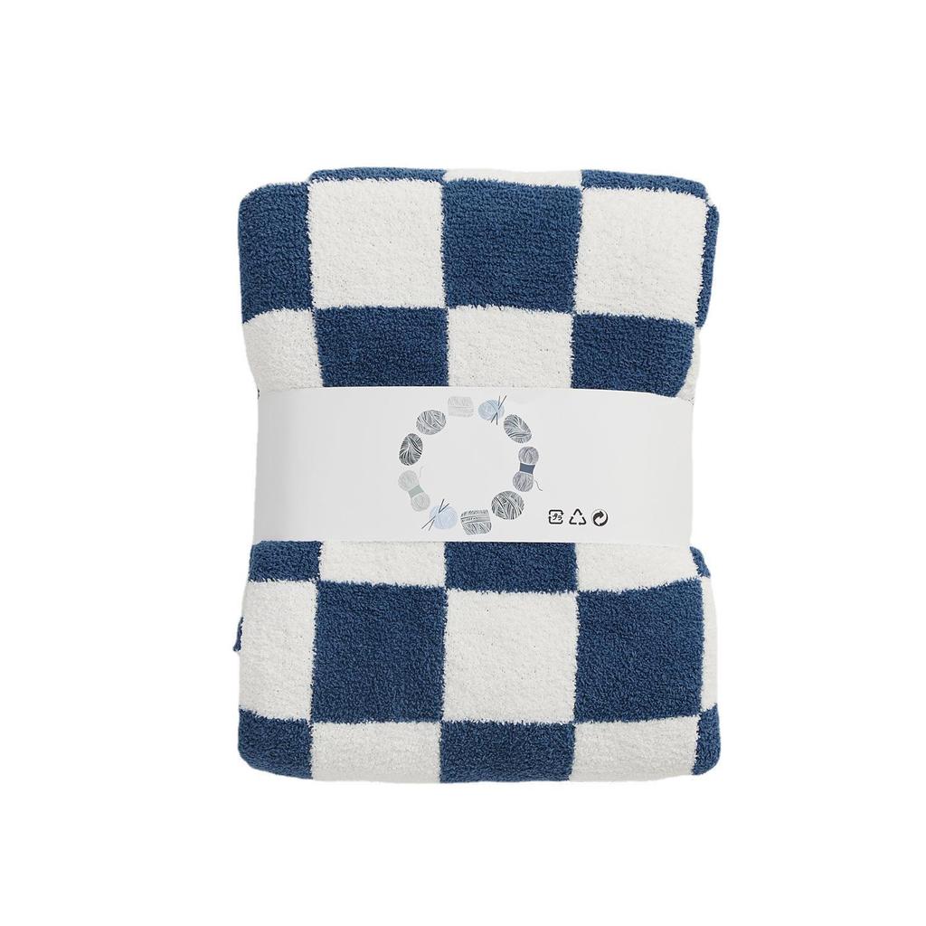 Retro Large Checkered Velvet Knitted Throw Blanket