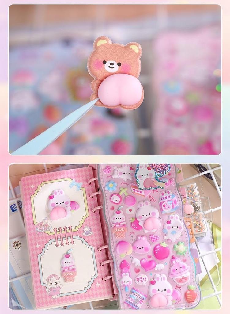 Cute 3D Set of 3D Decorative Stickers for Girls and DIY Cell Phone Diary Craft Gift Stickers, 2, Kids, Handmade, Decompression, Decoration, Reward,