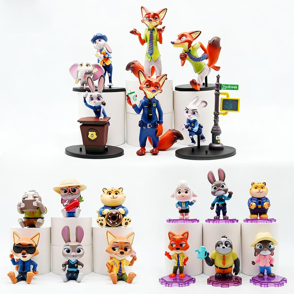 6-Pack Zootopia Action Figures Ornaments Creative Desktop Decor Mini Car Accessories Healing Home Small Statues