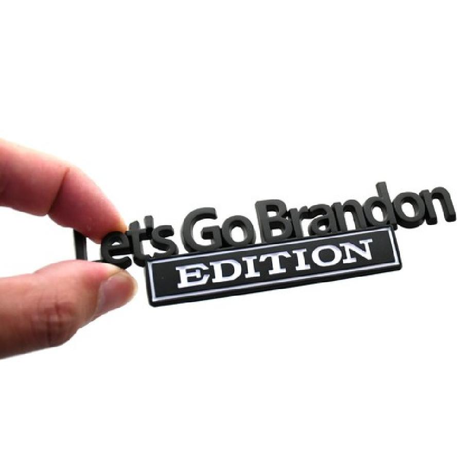 Let's Go Brandon Edition Emblem Car Bumper Badgeslide Fender Sticker Black/White