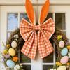 16 Inch Easter Bunny Ear Bow Rustic Buffalo Plaid Bow for Wreath Spring Holiday Decorative Fabric Bow for Tree Topper Front Door Wall Window Home