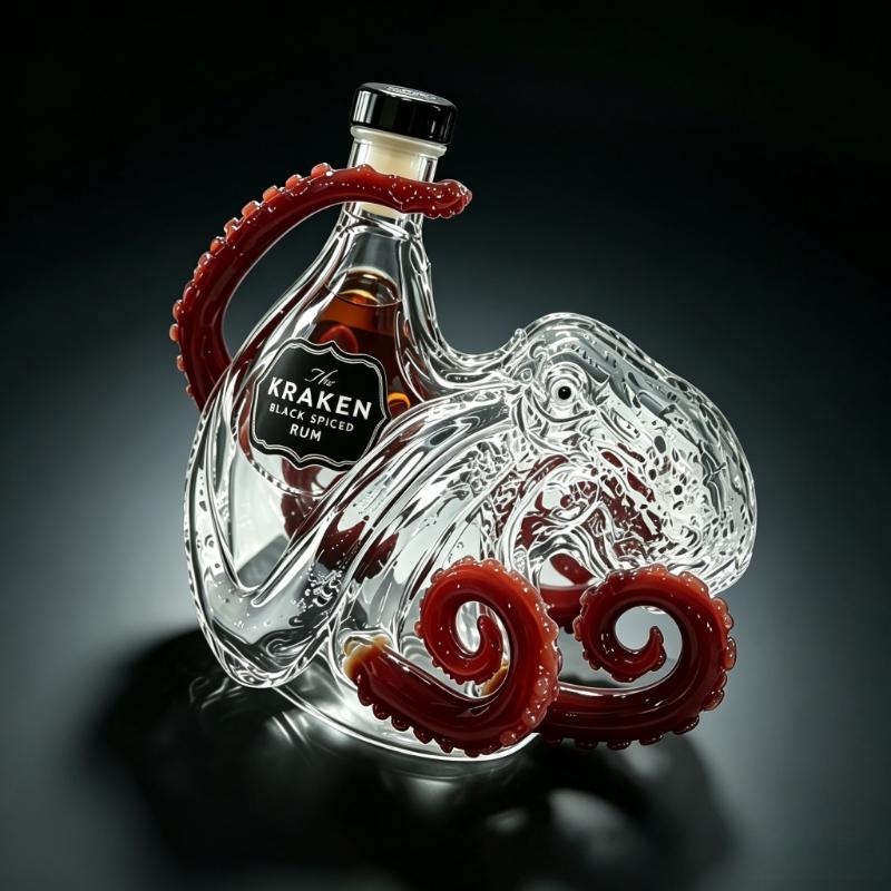 Kraken Tentacle Glass Decanter Vivid Red Unique Sea Creature Design Whiskey Vodka Bottle Home Bar Decorative Alcohol Contai