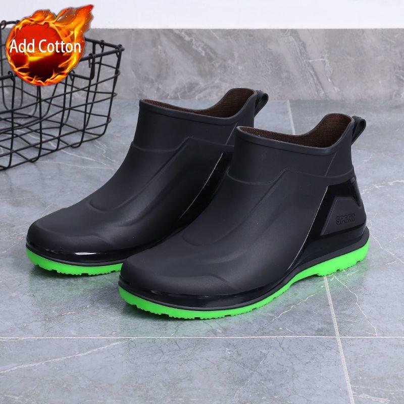 Solid Color Ankle Spring Autumn Men s Rain Boots On Offer Designer Wear-resistant 2026 Fashion Without Lacing Wellies Male Shoes 44 3000₽