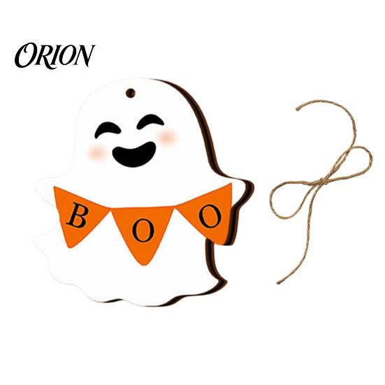Halloween Tree Ornaments Ghost Wooden Hanging Sign with Hemp Rope, Cute Seasonal Decorations Pendants for Home Party Wall