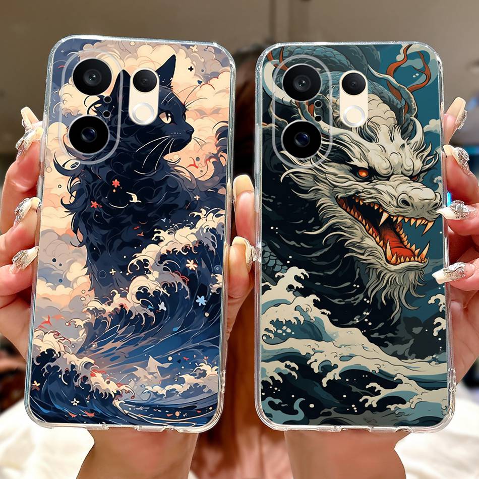For Vivo S30 Pro Mini V2465A Cool Dragon Tiger Painted Phone Case For Vivo S30Pro Mini 5G Soft Silicone TPU Cases