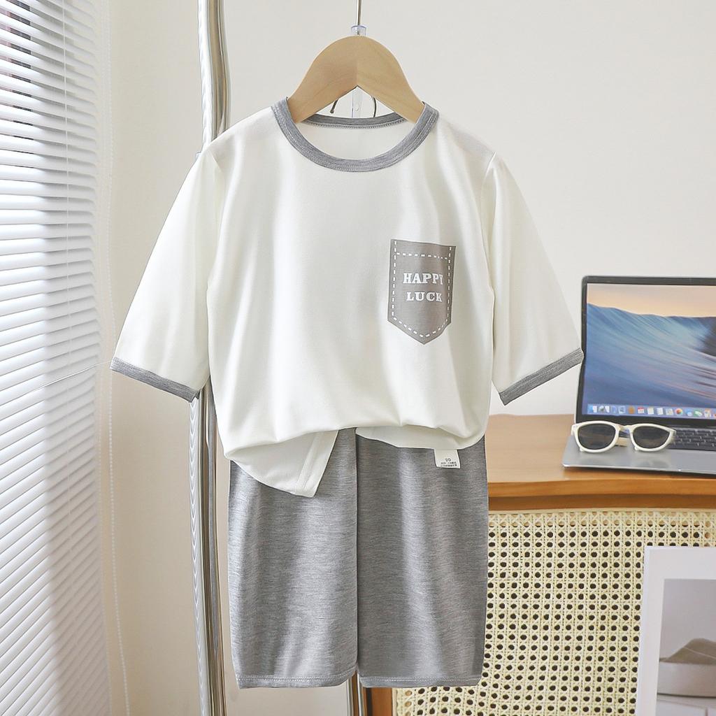 New Yaser Home Clothes Three-quarter Sleeve Suit Boys and Girls Popular Pajamas Summer Thin, Medium and Large Children's Air-conditioned Clothes