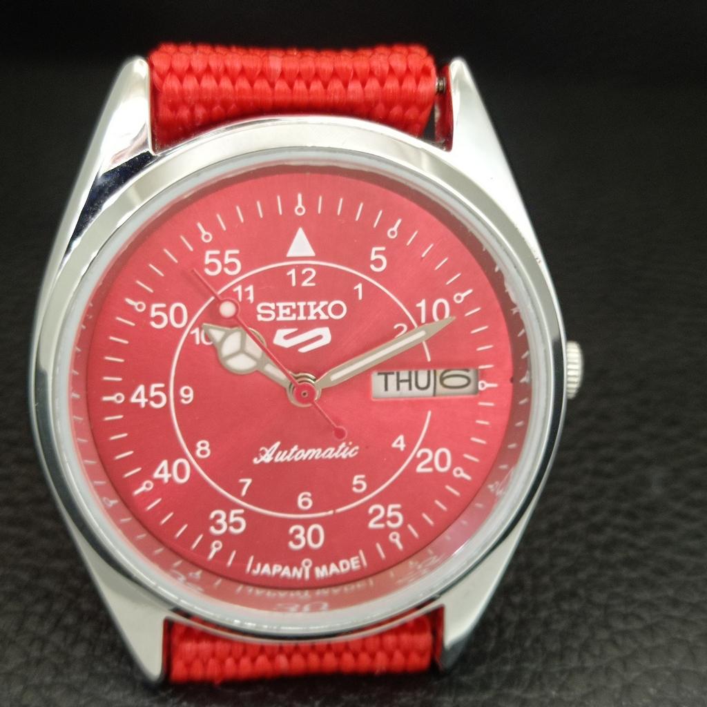 AUTOMATIC VINTAGE REFURBISHED SEIKO 5 6309A JAPAN MENS RED DIAL WATCH a442296-1