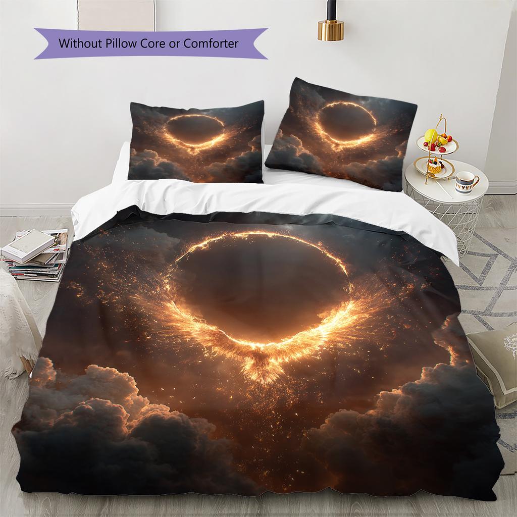 Flame Phoenix  Pattern Bedding Quilt Set Quilt Cover Pillowcase Home Decoration  Gift (1 * duvet cover + 2 * pillowcase, without core)