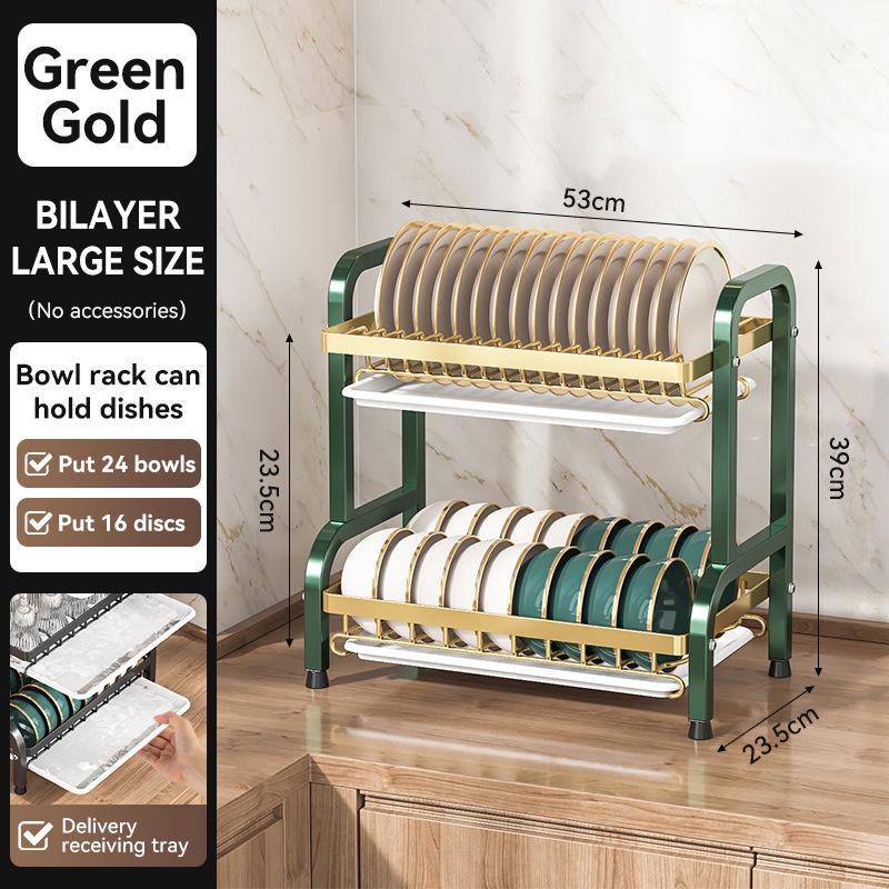 Multifunctional Kitchen Storage Rack for Bowls, Plates, and Chopsticks – Layered Countertop Drainer Organizer.