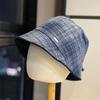 Striped plaid thin age-reducing fisherman hat children autumn warm woolen cap irregular bucket hat tide