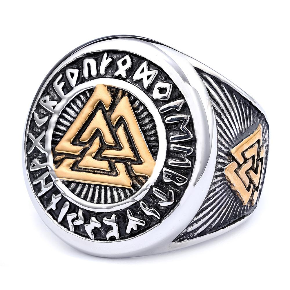 Mens Viking Rune Ring Titanium Steel Jewelry Norse Symbol Unique Stylish Accessory