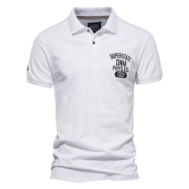 Lapel Cotton Short Sleeve  Tops Solid Colour Embroidery Sports Bottom Men's POLO Plus Size