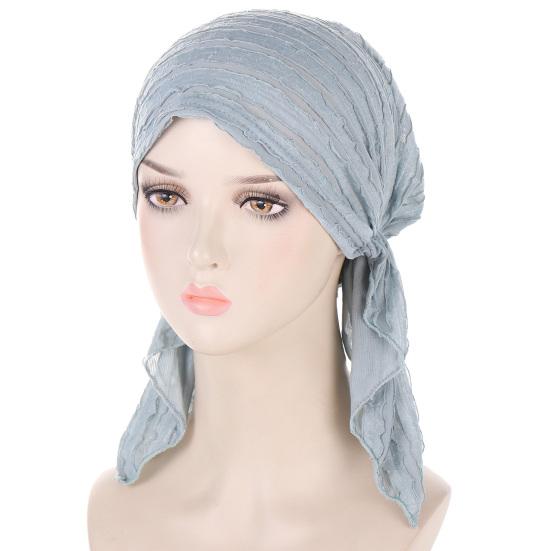 Solid Color Ruffle Slouchy Hat Soft Women Elastic Hair Bonnet Night Sleeping Cap Braids Long Curly Hair Wrap Skull Cap