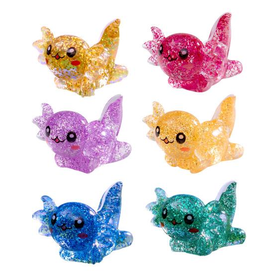 6 Pcs Mini Resin Axolotl Figurine Miniature Axolotl Models Tiny Glitter Axolotl