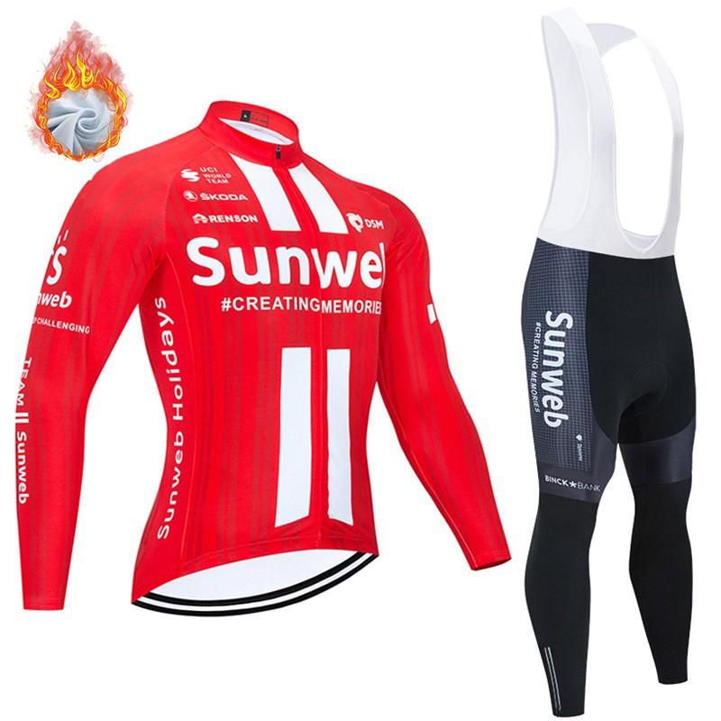 Mens Fleece Cycling Jersey Long Sleeve Winter Thermal Bike Top Road Mountain Biking