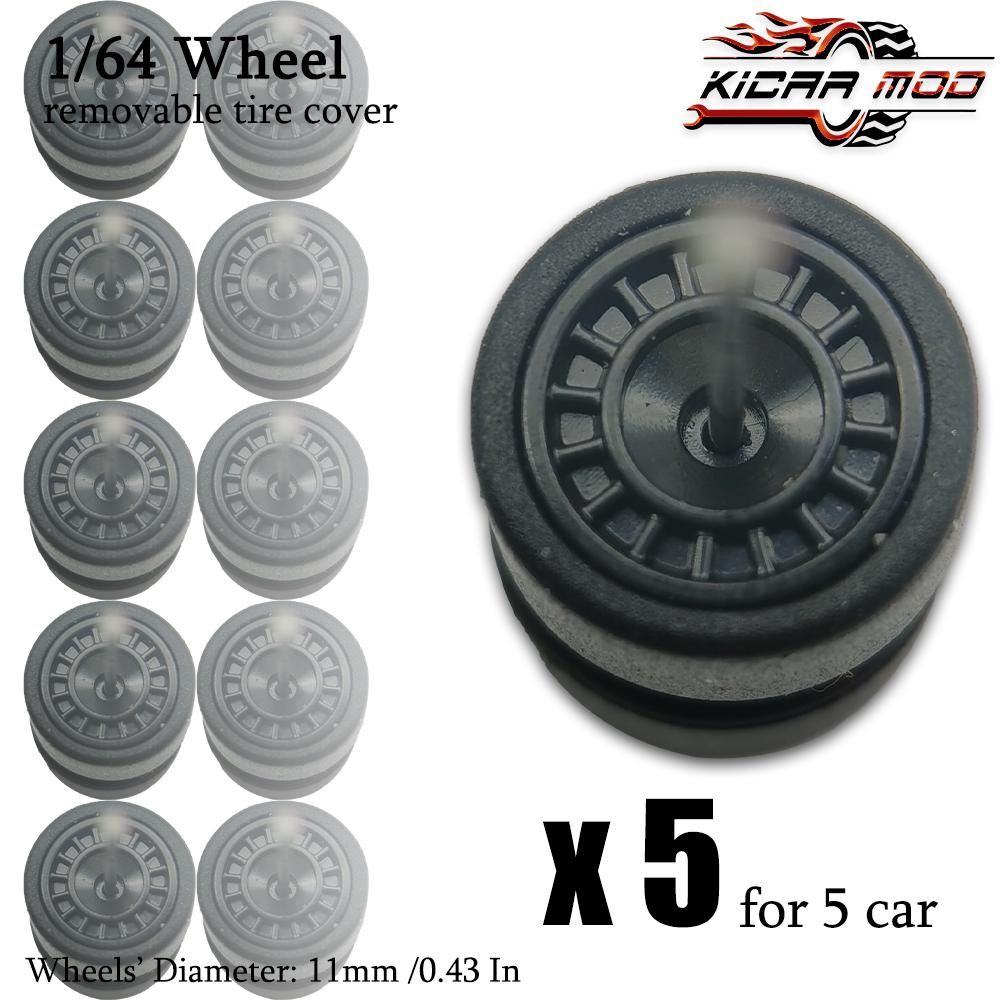 1/64 Räder Mit Abnehmbaren Slick-Gummireifen Scheibenförmige Speichen Für Spielzeugmodellautos Tuning-Teile Für Hotwheels (5 Sätze)