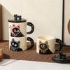 Ceramic Cup Cute Cat Mug with Lid High Value Water Cup for Girls Home Couple Coffee Breakfast Cup for Men