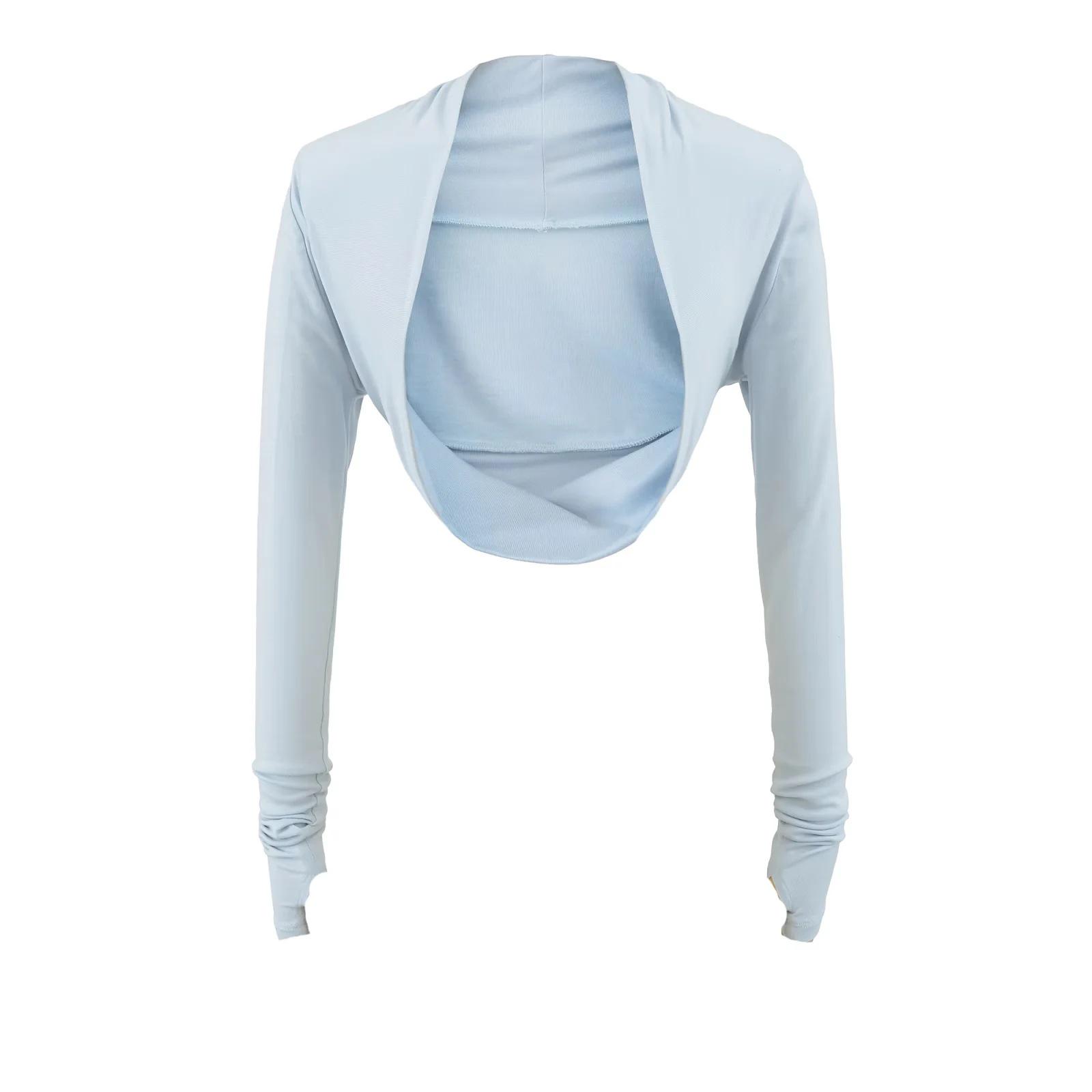 

Women s Spicy American Long Sleeve Thumbhole Cropped Sports Cardigan for Yoga and Dance Large